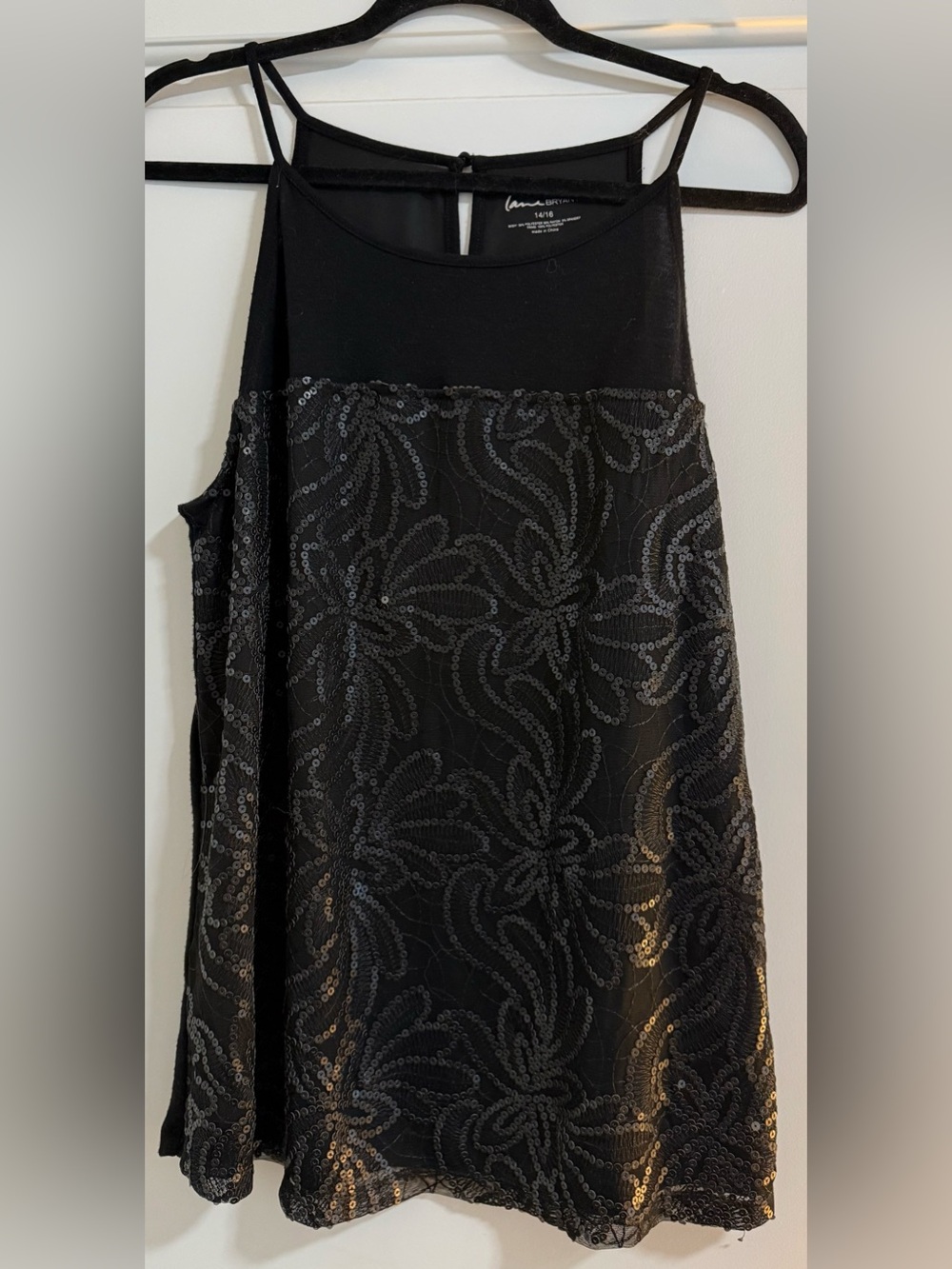 Lane Bryant Black Sequin Tank Top 14/16 Dressy